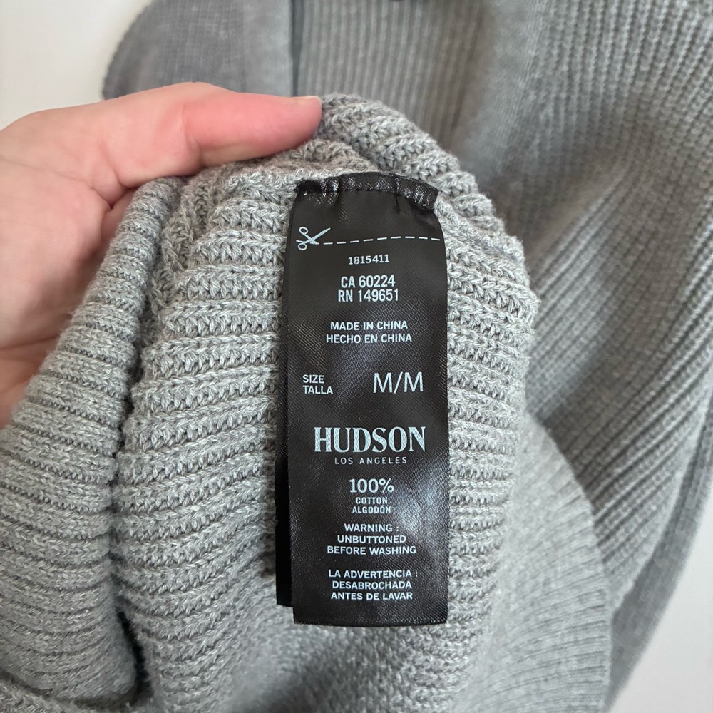 Hudson Los Angeles sweater cardigan gray knit button front relaxed fit - Picture 7 of 9
